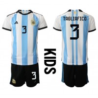 Argentina Nicolas Tagliafico #3 Replika babykläder Hemmaställ Barn VM 2022 Kortärmad (+ korta byxor)